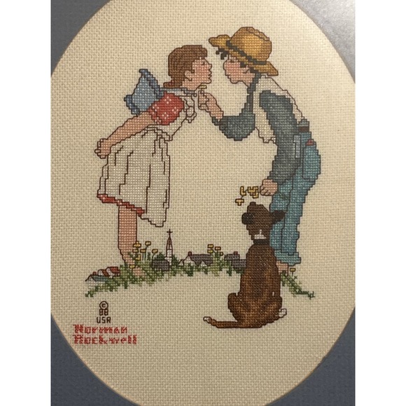 Vintage Norman Rockwell Needlepoint / Crosstitch Finished Completed 1988 - Picture 6 of 7